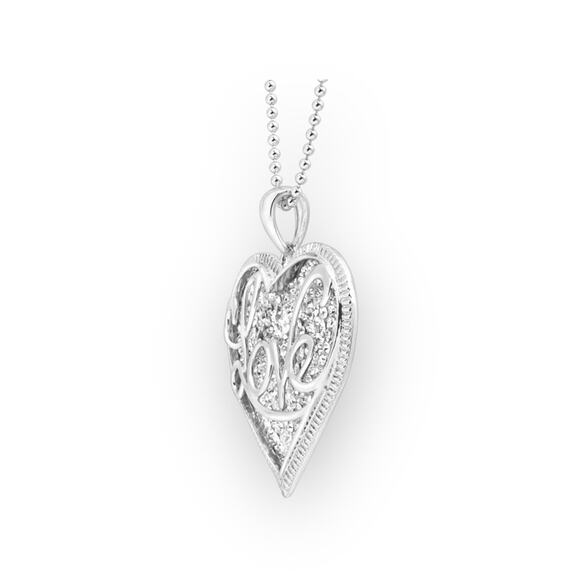 New Crystaluxe 'Love' Script
Overlay Pendant with Crystals in Silver, 18" - Picture 2 of 9